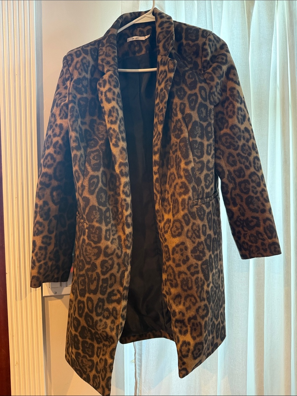 miami Leopard-Print Pea Coat in Brown and Black